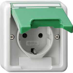 wandcontactdoos met randaarde KD + TK (BK) spatwaterdicht opbouw groen