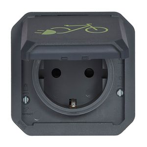Wandcontactdoos voor fietsoplader mechanisme Plexo