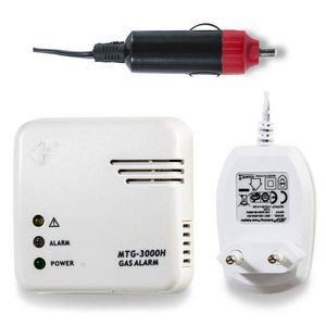 12 Volt gasmelder incl. AC-DC 230 Volt adapter aanstekerplug