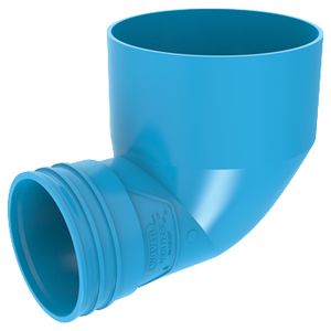 Eindstuk lijm 90° PVC luchtverdeelsysteem VENTIZA blauw Ø125mm x Ø80mm H=70mm mof/mof