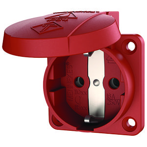 Inbouwwandcontactdoos 16A 2P+A 230V IP54 SCHUKO rood