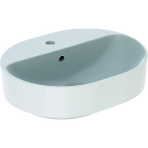 VariForm Opzetwastafel ellips 50x40cm met kraangat + overloop wit