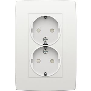 Dubbel stopcontact randaarde beschermingsafsluiters white