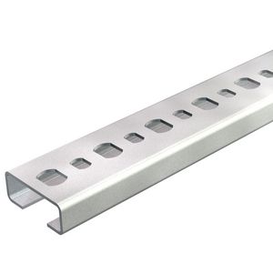 Lengte a 2m. profielrail geperforeerd sleufbreedte 11mm 25x10mm