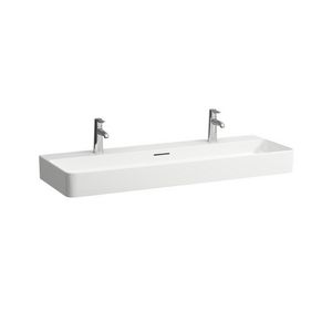 Meubelwastafel 1200x420mm 2 kraangaten met overloop lcc-wit
