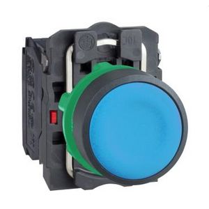 Drukknop Verzonken Terugvering 22mm 1NO+1NC Blauw
