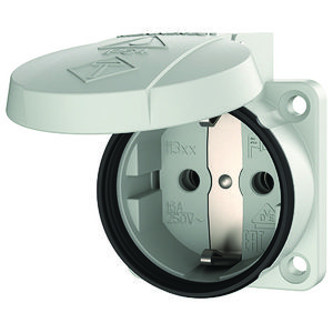 Inbouwwandcontactdoos 16A 2P+A 230V IP54 SCHUKO grijs