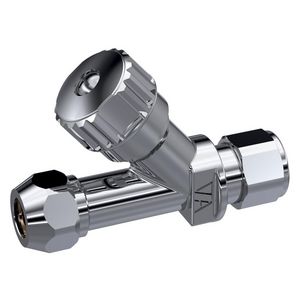 Rechte duoblokstopkraan 12x10mm knel chroom