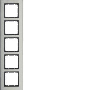 Afdekraam 5v vert. berker B.7 geborsteld edelstaal/antraciet