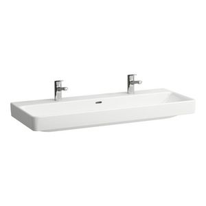 Pro S meubelwastafel 1200x465mm wit 2xkraangat m.overloop