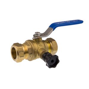 Kogelkraan kort met aftapper 15mm knel k