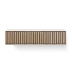 Wastafelmeubel SOLID FACET STRIPES 1600mm Solid Surface 2x wasbak 500mm 2x la old grey
