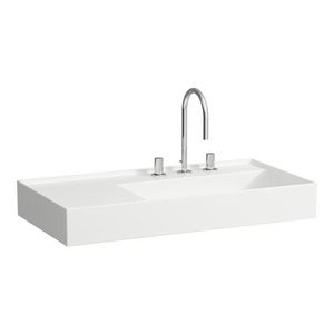 Wastafel sAPhirkeramik links 900x460mm met kraangat lcc-wit