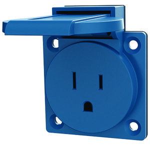 Inbouwwandcontactdoos 15A 2P+A 125V IP44 NEMA blauw
