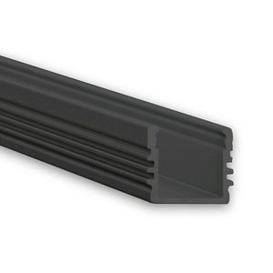 LED profiel PL2 L=2mtr. LED strips max. 12mm zwart RAL9005