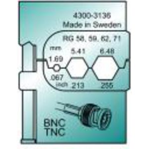 Inzetmatrijs MTF voor Coax Connector RG58/59/62/71/Coaxial