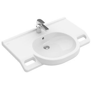 Rolstoelwastafel ViCare (O.novo Vita) ovaal 800x550mm wit Alpin C+ AntiBac met kraangat zonder overloop