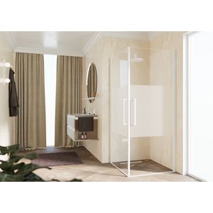 Hoekin. Young Plus 2G 101 VeR101-103Cm Satin Motief Wit Mat