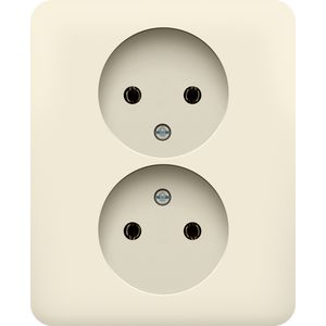 Dubbel 2pol stopcontact z.aarding volledig app. cream