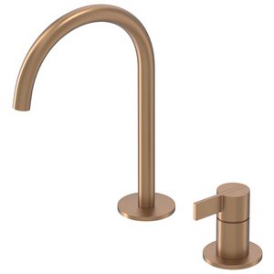 Wastafelmengkraan PACT 2-gats bladmontage uitloop geborsteld mat koper