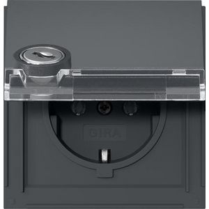 wandcontactdoos met randaarde KD slot gelijk + TK Gira TX_44 antraciet
