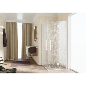 Hoekinstap 2xvouw YOUNG 2GS 1010-1030x2000mm matwit Aqua glas