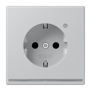 Wandcontactdoos LS-aluminium met LED en lichtsensor