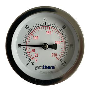 Thermometer 63mm 0-120°C 1/2" achteraansluiting