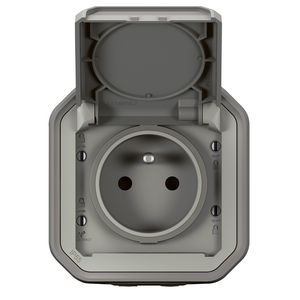 Wandcontactdoos 1-voudig PA mechanisme grijs Plexo