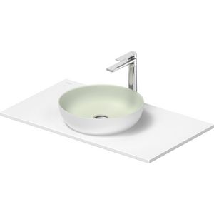 SIVIDA #268013 wastafelblad incl. opzetkom buitenzijde wit zijdemat binnenzijde lichtgroen 880mm