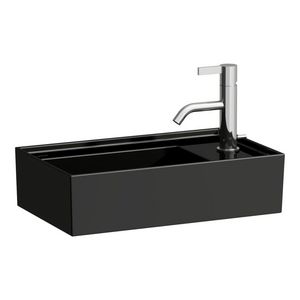 Fontein 460x280mm 1 kraangat r z. overloop glossy black