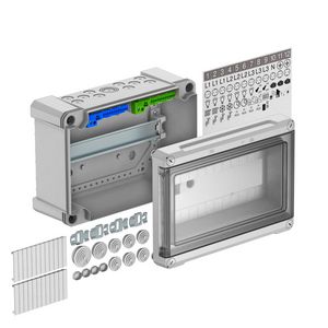 Kleine verdeler max. 12st. 286x202x125 polycarb. li.grijs