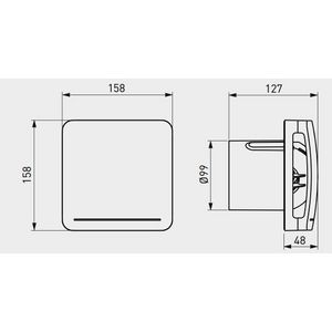 Centrifugale afzuigvent. EcoAIR DESIGN H 100mm m.timer/hygr.