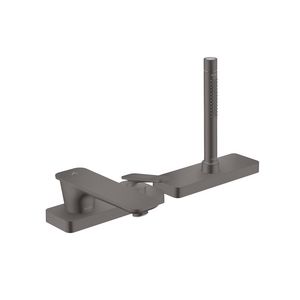Afbouwdeel 3-gats 1-hendel badrandkraan sBox Cubic Cut greep brushed black chrome Citterio-C