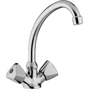 Keukenkraan 2-knops ETOILE hoge uitloop sprong 200mm chroom incl. aanslangen
