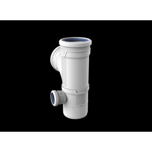 Dubbel Zij T-stuk PP AS+ geluidsarm lichtgrijs 87° 110x110x50mm rechts