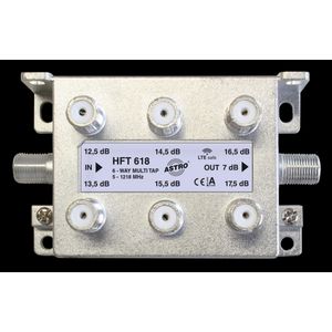 Multi-tap 6-voudig 13-18dB aftakdemping retour met f-aans.
