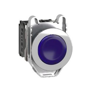 Ill. push button Flush mounted metal blue 30 integr.