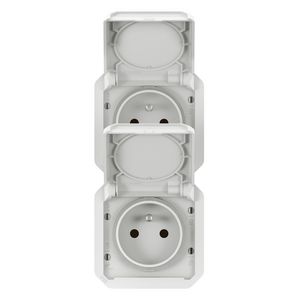Wandcontactdoos 3V verticaal mechanisme wit Plexo