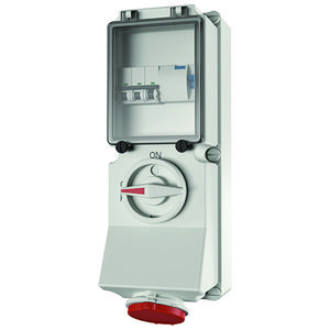 Wandcontactdoos 16A 5-polig  6H 400V IP44 DUO +aardlek+automaat