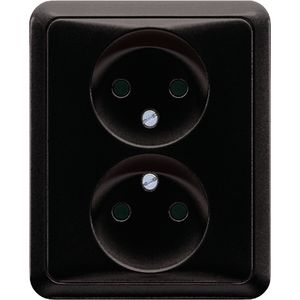 Wandcontactdoos zwart 2-voudig CD500