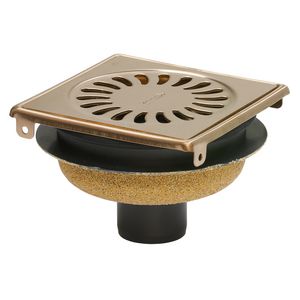 Doucheput 146x146mm OU. 50mm RVS rooster PVD-gecoat geborsteld Rose Gold