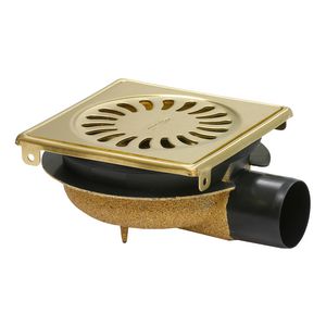 Doucheput 146x146mm ZU. 50mm RVS rooster PVD-gecoat geborsteld Messing