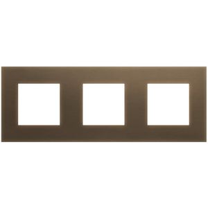 3-voudige afdekplaat 71mm centerafstand Niko Pure brass dark bronze patina