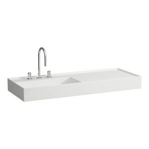 Wast. afleg rechts 1200x460mm met kraangat z. overl. mat wit