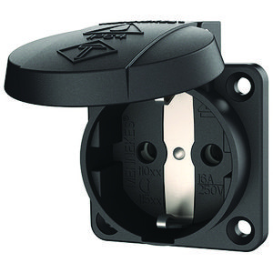 Inbouwwandcontactdoos 16A 2P+A 230V IP54 SCHUKO zw
