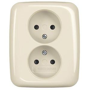 Wandcontactdoos dubbel kv inb SI creme (202 UJRB-212)
