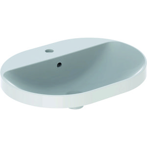 VariForm onderbouwwastafel ellips 60x45cm met kraangat + overloop wit Keratect