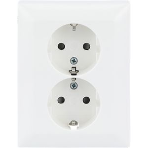 Wandcontactdoos randaarde dubbel kv inbouw SI-B -alpin wit