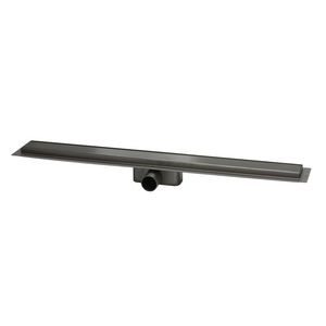 R-Line douchegoot rvs 800x62mm ZU. 40mm blind rooster PVD-gecoat geborsteld Gun metal waterslot 25mm (inbouwhoogte 65mm)